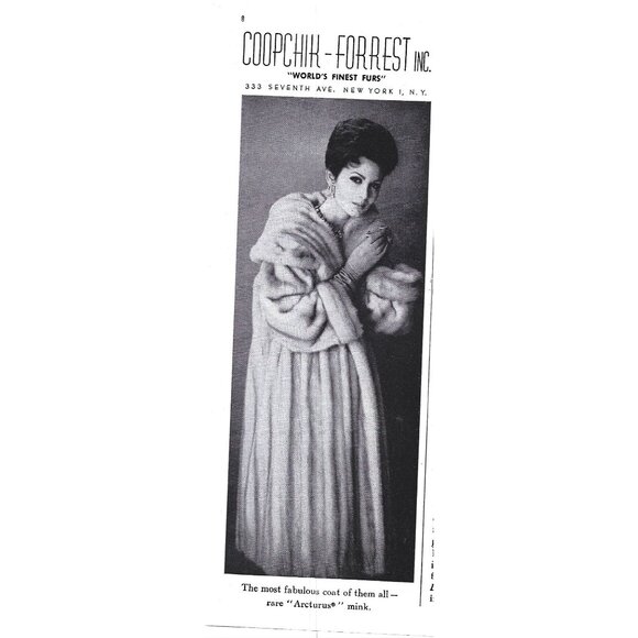 Coopchik Forest Finest Furs Nyc Advertisement 1950s Vintage Print Ad 9 inch Tall - Picture 1 of 2